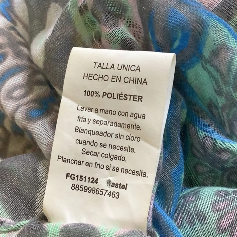 Infinity scarf blue pink turquoise and gray one size 100% polyester versatile